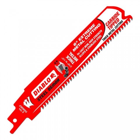 Diablo 6 in. x 8 Teeth per in. Steel Demon Metal Cutting Reciprocating Blade ** CALL STORE FOR AVAILABILITY AND TO PLACE ORDER ** Diablo 6 in. x 8 Teeth per in. Steel Demon Metal Cutting Reciprocating Blade ** CALL STORE FOR AVAILABILITY AND TO PLACE ORDER **